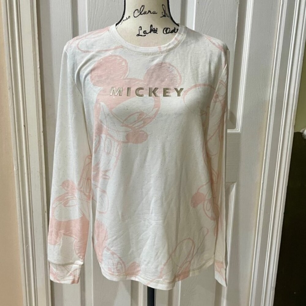 Disney‎ Mickey Mouse T-SHIRT 100 years anniversary Limited Edition pink sketched